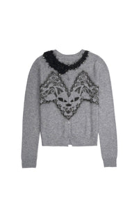 Feline Airbrush Cardigan (Grey)