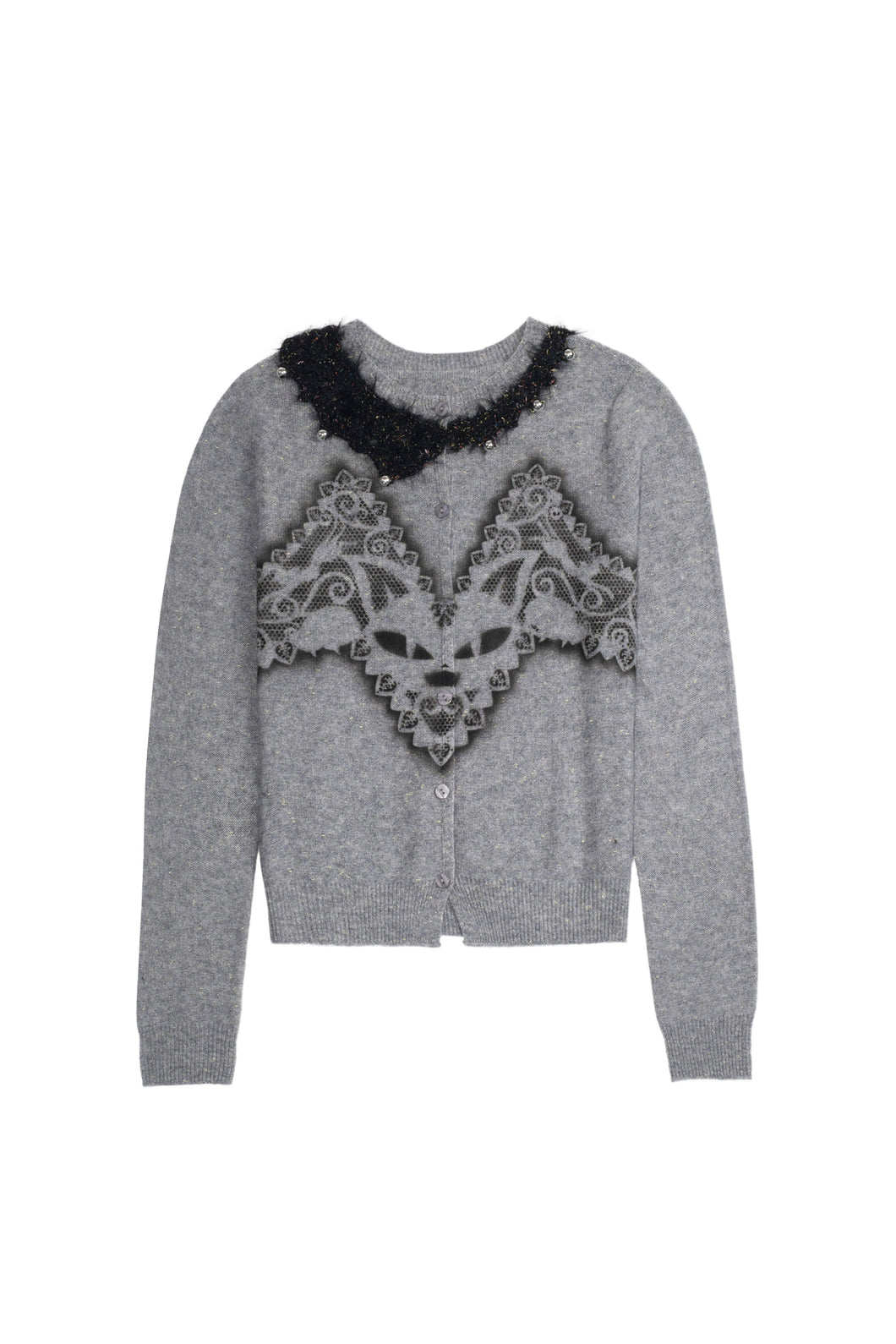 Feline Airbrush Cardigan (Grey)