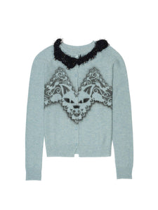 Feline Airbrush Cardigan (Blue)