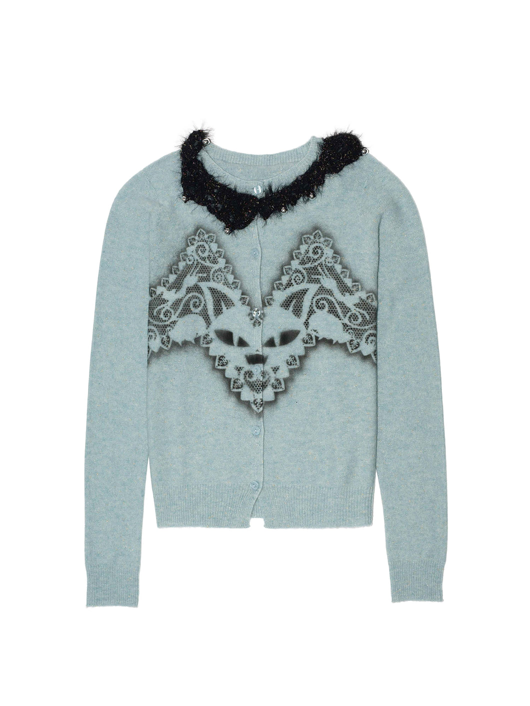Feline Airbrush Cardigan (Blue)