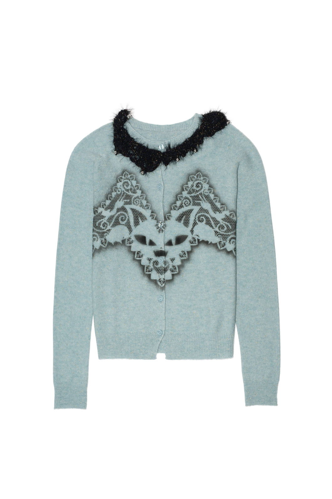 Feline Airbrush Cardigan (Blue)