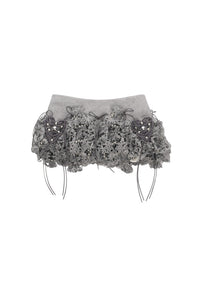 Garter Belt Laser Love Floral Skirt (Grey)