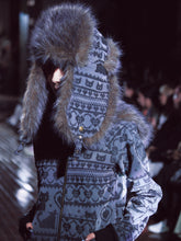 Load image into Gallery viewer, Charcoal Rosa Jacquard Trapper Hat
