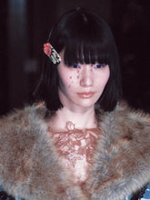 Load image into Gallery viewer, Ivory Red Rosa Beaded Hair Clip
