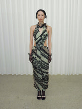 Load image into Gallery viewer, Mint Baroque Halter Dress
