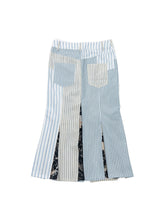 Load image into Gallery viewer, Pinstripe Patchwork Mermaid Skirt
