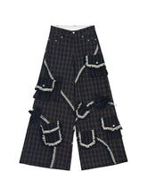 Load image into Gallery viewer, Plaid Lace Pocket Cargo Trousers
