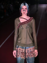 Load image into Gallery viewer, Army Green Laser-cut Garland Longsleeve Shirt
