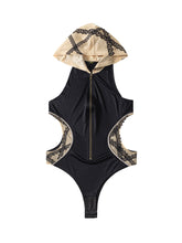 Load image into Gallery viewer, Taupe Hooded Bodysuit
