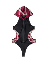 Load image into Gallery viewer, Burgundy Hooded Bodysuit
