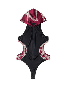 Burgundy Hooded Bodysuit