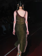 Load image into Gallery viewer, Army Green Laser-cut Garland Dress
