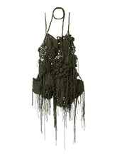 Load image into Gallery viewer, Army Green Crocheted Halter-top
