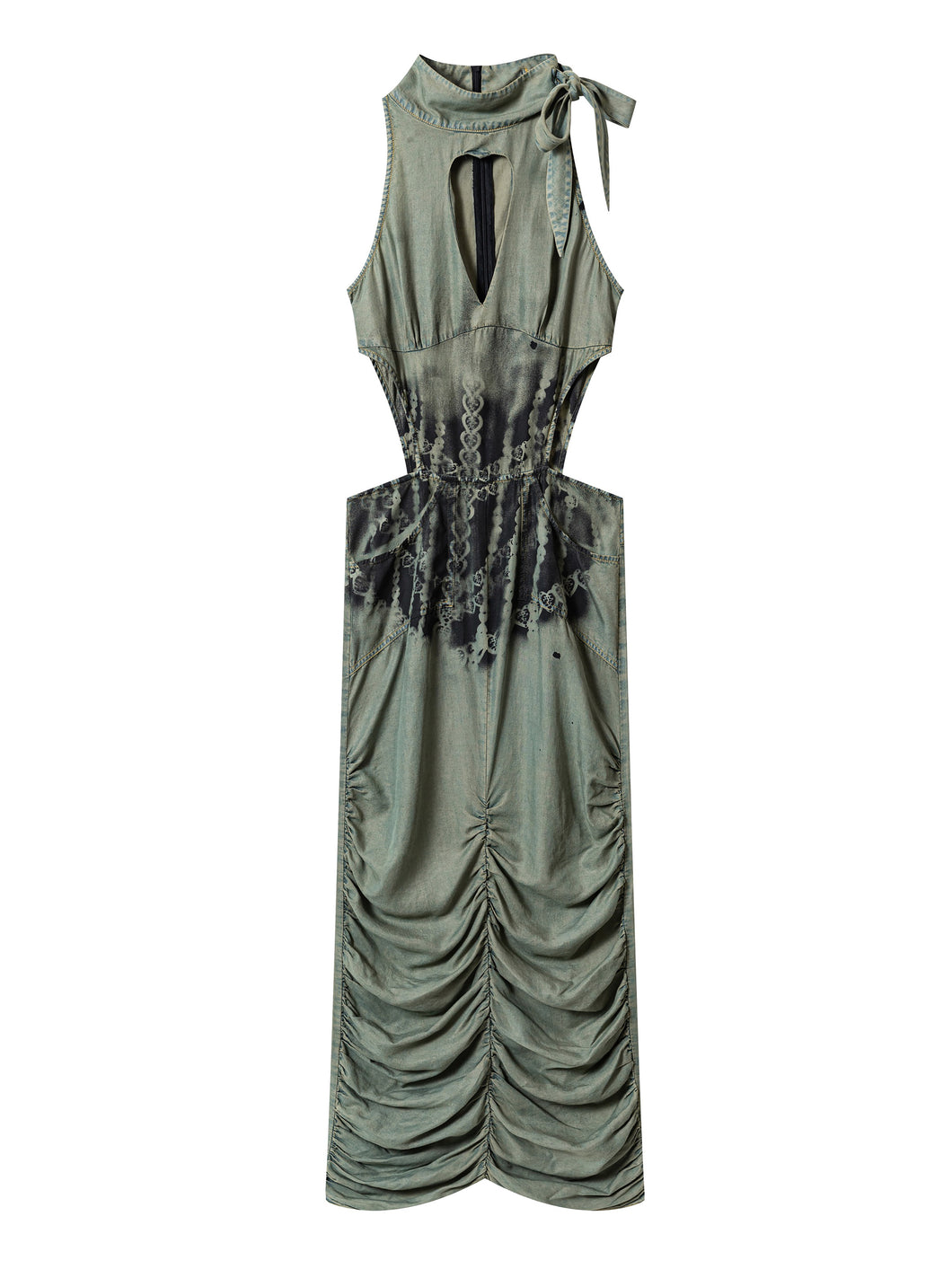 Acid-washed Hourglass Dress with Airbrush Motif