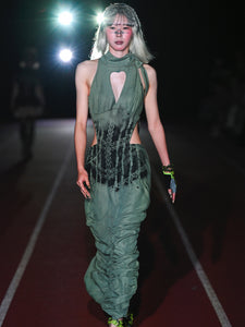 Acid-washed Hourglass Dress with Airbrush Motif
