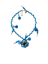 Load image into Gallery viewer, Headphone Necklace with Blue Square Jewel
