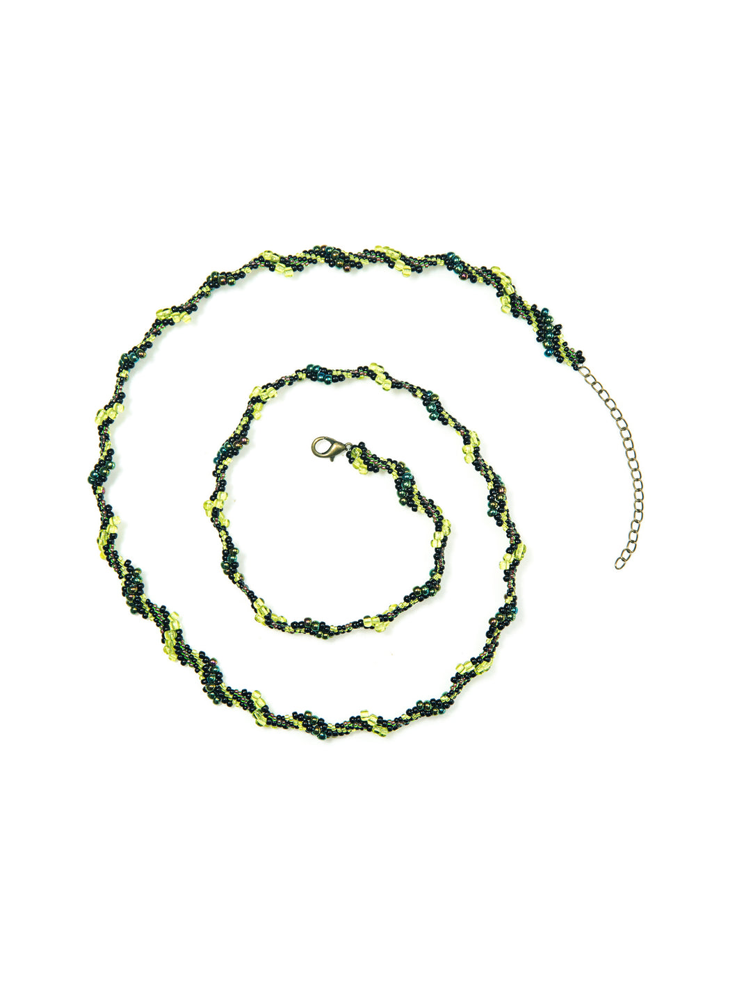Lime Beaded Wavy Necklace