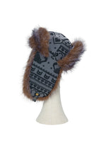 Load image into Gallery viewer, Charcoal Rosa Jacquard Trapper Hat
