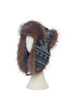 Load image into Gallery viewer, Charcoal Rosa Jacquard Trapper Hat
