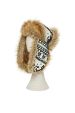 Load image into Gallery viewer, Cream Rosa Jacquard Trapper Hat
