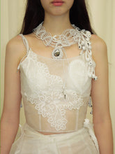 Load image into Gallery viewer, Braided Headphones Bijoux Mesh Necklace - White
