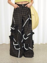 Load image into Gallery viewer, Plaid Lace Pocket Cargo Trousers
