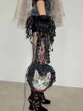Load image into Gallery viewer, Baby Cat Upcycled Leather Beaded Purse
