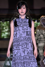 Load image into Gallery viewer, Lilac Rosa Cat Jacquard Bow Pleated Dress
