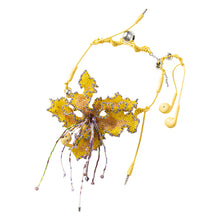 Load image into Gallery viewer, Headphone Beaded Flower Necklace (Yellow)
