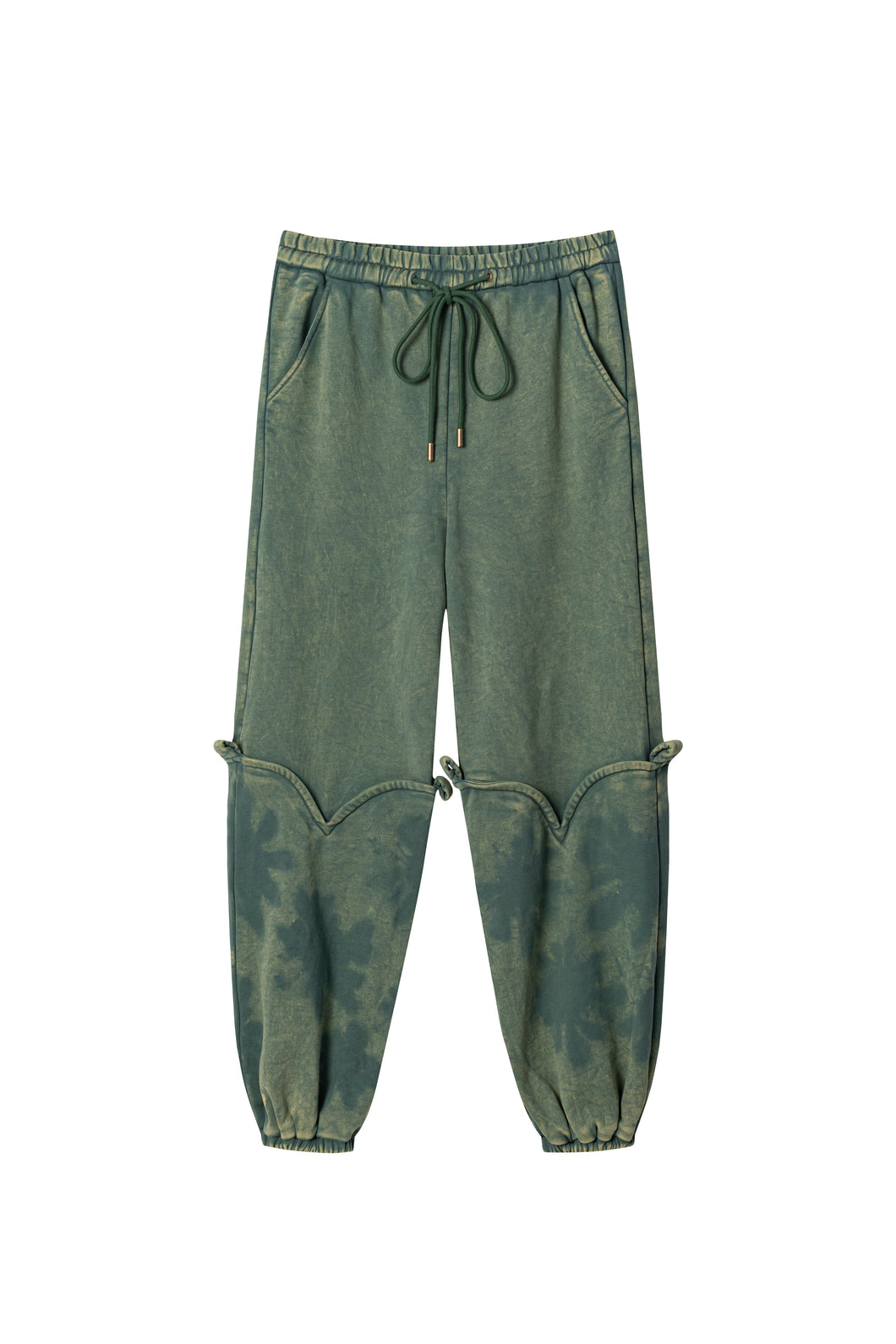 Washed Sweatpants with Flower Motif (Green)