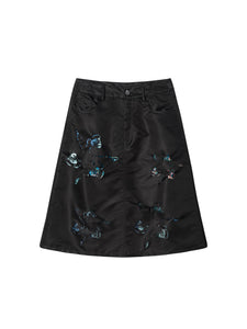 Laser Cut Bomber Skirt (Black)