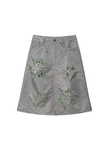 Laser Cut Bomber Skirt (Grey)