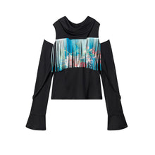 Load image into Gallery viewer, Long Sleeve Vase Print Tassel Top
