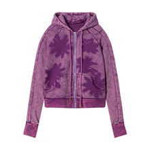 Load image into Gallery viewer, Washed Hoodie with Flower Motif (Purple)
