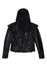 Leather Hood Jacket