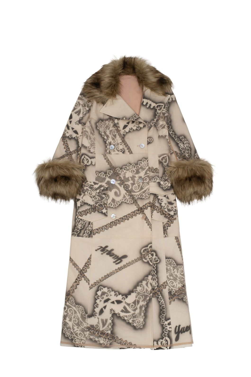 Feline Airbrush Double - Breasted Coat