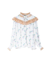 Load image into Gallery viewer, Ivory Rosa Laser Lace Ruffle Blouse
