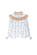Load image into Gallery viewer, Ivory Rosa Laser Lace Ruffle Blouse
