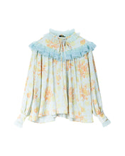 Load image into Gallery viewer, Mint Rosa Laser Lace Ruffle Blouse
