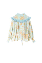 Load image into Gallery viewer, Mint Rosa Laser Lace Ruffle Blouse
