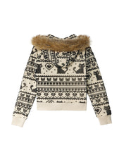Load image into Gallery viewer, Ivory Rosa Cat Fur Hood Zip Jacket
