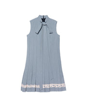 Load image into Gallery viewer, Lace Trim Bow Pleated Dress
