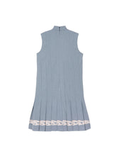Load image into Gallery viewer, Lace Trim Bow Pleated Dress
