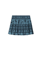 Load image into Gallery viewer, Mint Rosa Cat Jacquard Pleated Mini Skirt
