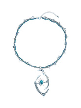 Load image into Gallery viewer, BEADED METAL PLAQUE NECKLACE (BLUE)
