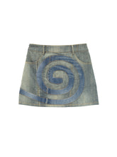 Load image into Gallery viewer, SPIRAL PANEL DENIM MINI SKIRT

