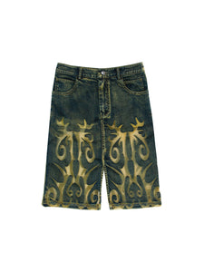 SILK SCREEN DENIM SKIRT