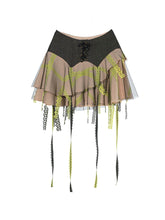 Load image into Gallery viewer, Garter Belt Laser Love Mini Skirt (Beige)
