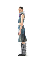 Load image into Gallery viewer, UPCYCLED TWO-TONE DENIM ZIP SKIRT
