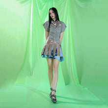 Load image into Gallery viewer, SEQUIN PLEATED MINI SKIRT
